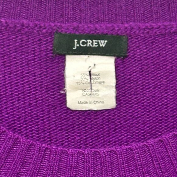 J. Crew Pullover Sweater Wool Cashmere Blend Purple Size Small Buttons Casual - Picture 10 of 16